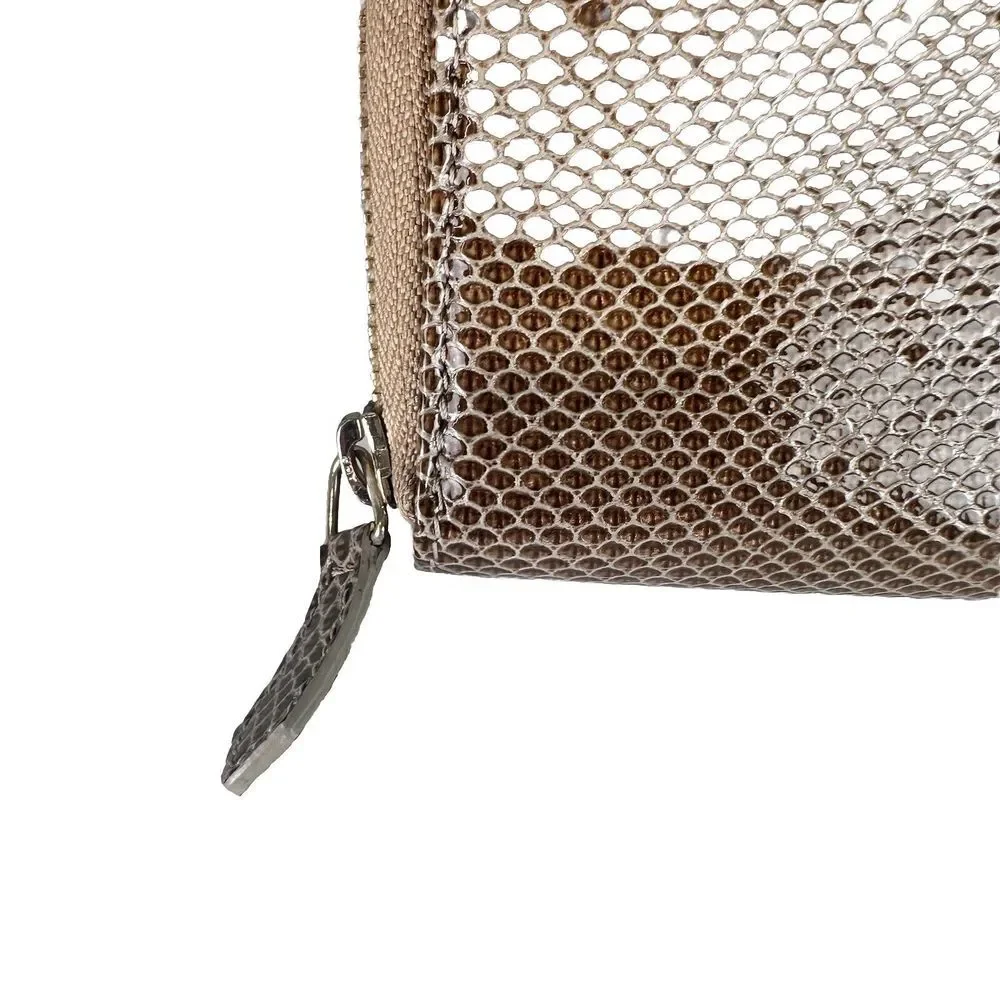 Versace Collection‎ Leather Medusa Brown Patent Zip Around Long Wallet Accordion
